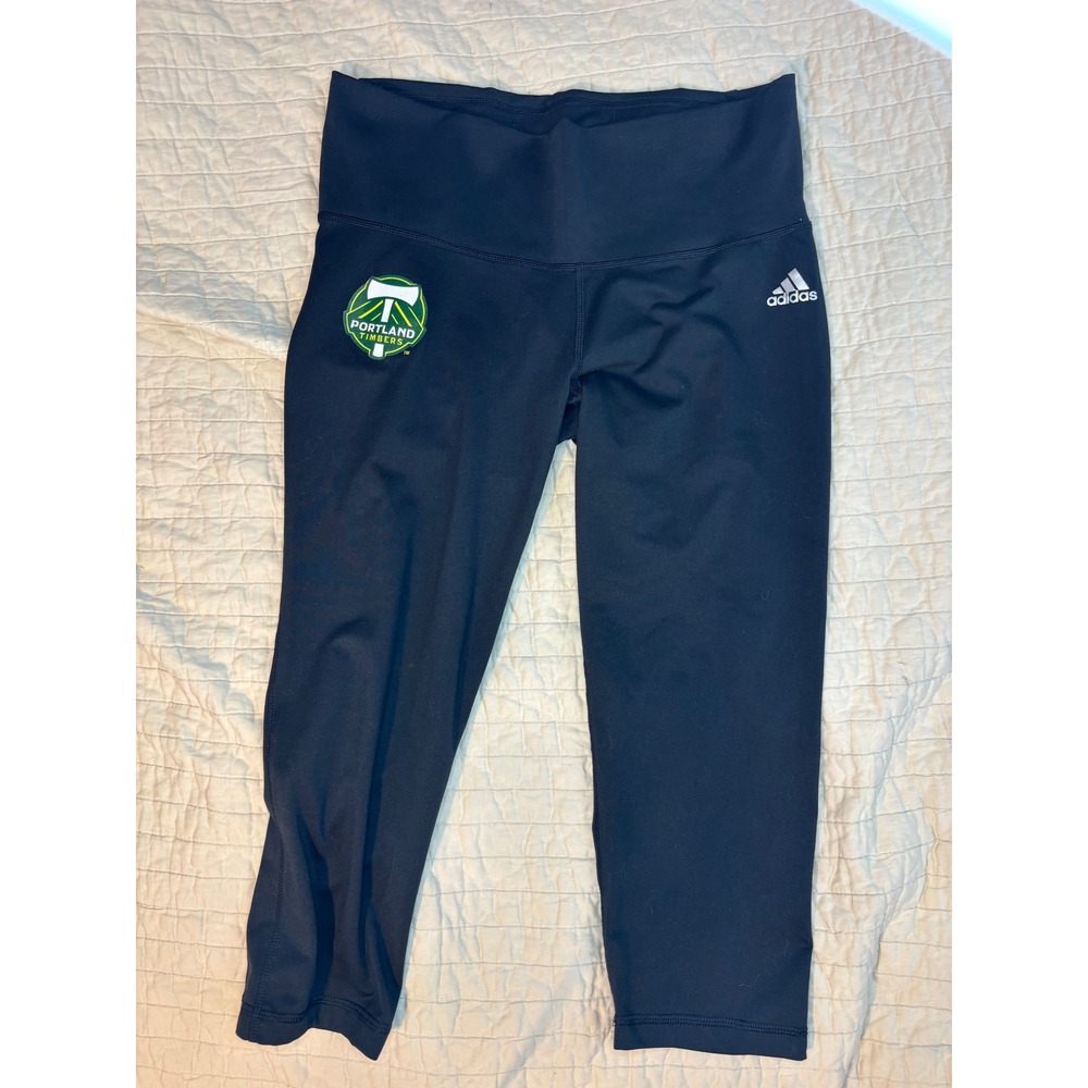 Adidas Portland Timbers Climalite Mid-Rise Cropped Leggings Black Womens Medium